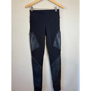 Athleta black urban cozy tight faux leather leggings